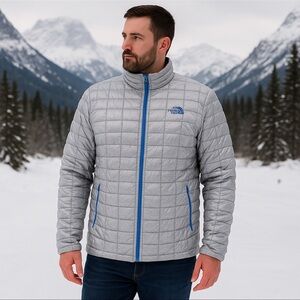 The North Face Men’s XXL Thermoball Quilted Jacket Silver Gray Lightweight Warm
